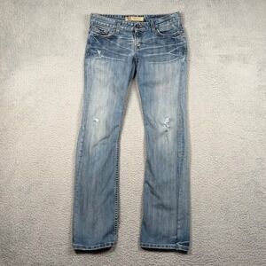 BKE Stella Bootcut Womens Jeans Light Wash Distressed Stretch Denim 30x33.5 Y2K